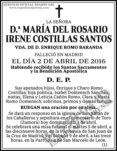 María del Rosario Irene Costillas Santos